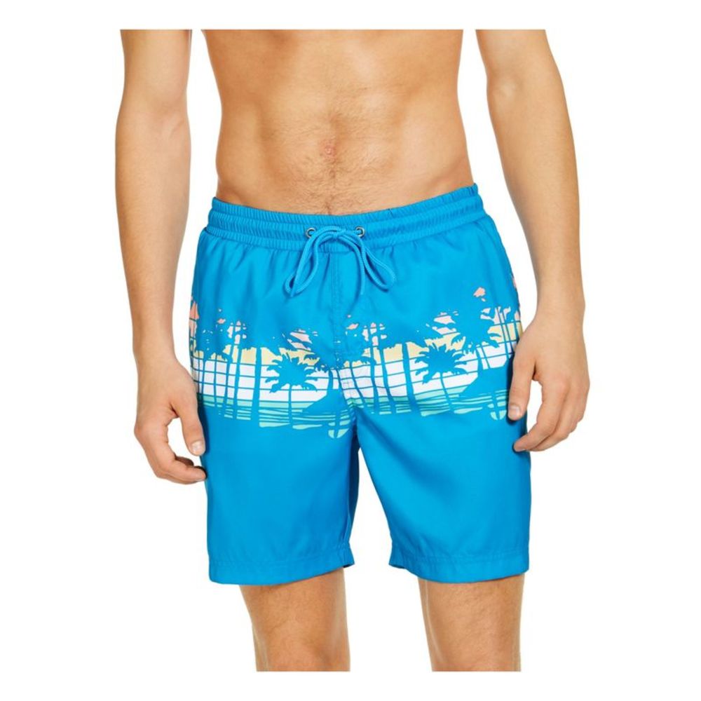 CLUBROOM Mens Blue Drawstring Printed Classic Fit Shorts L